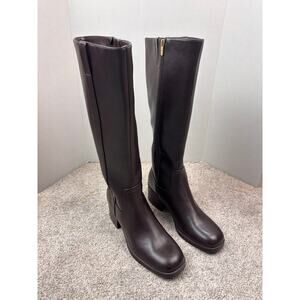 New! Marc Fischer Kizzia Block Heel Dress Riding Boots Dark brown Size 10